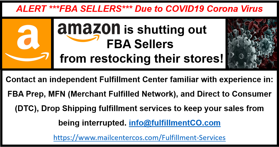 FBA COVID19 Fulfillment through Amazon Colorado Springs, CO The